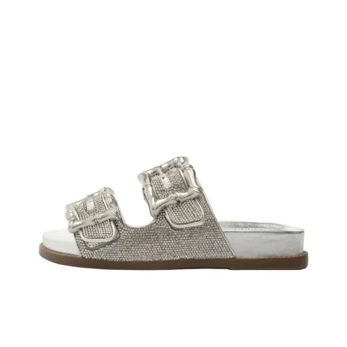 Schutz Slip-Resistant Slide Slippers 5.3cm Women's Silver
