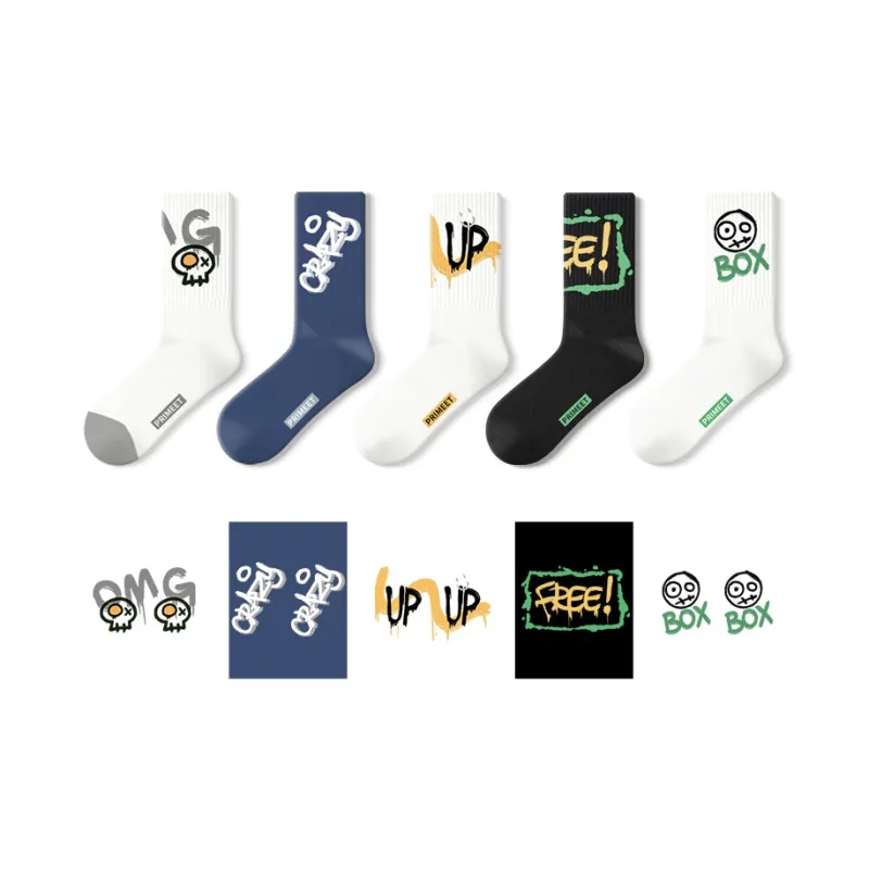Primeet Mid Calf Socks Unisex 5 Pack-20