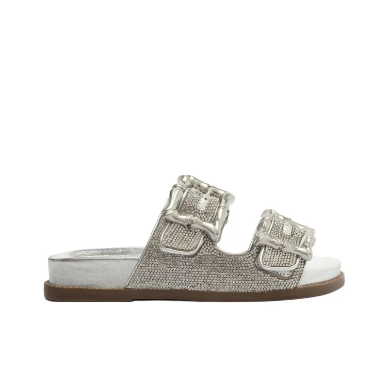 Schutz Slip-Resistant Slide Slippers 5.3cm Women's Silver-1