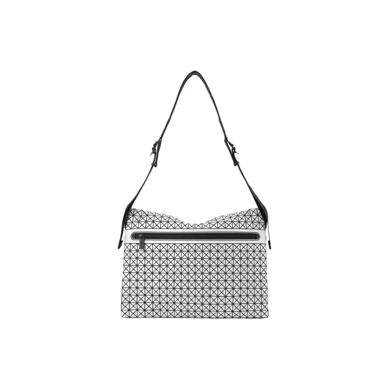 ISSEY MIYAKE Cotton With Polyurethane Messenger Bag, Crossbody Bag, Shoulder Bag Unisex Silver White-3