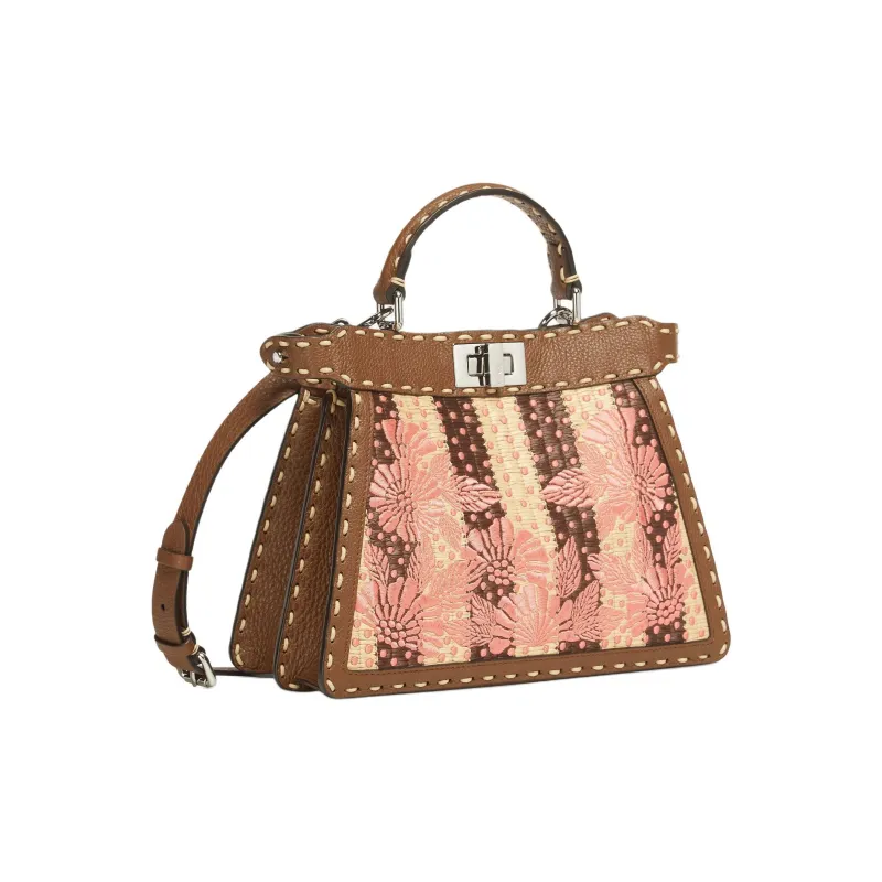 FENDI Peekaboo ISeeU Raffia Shoulder Bag, Crossbody Bag, Handbag Small Size Women's Multicolor-1