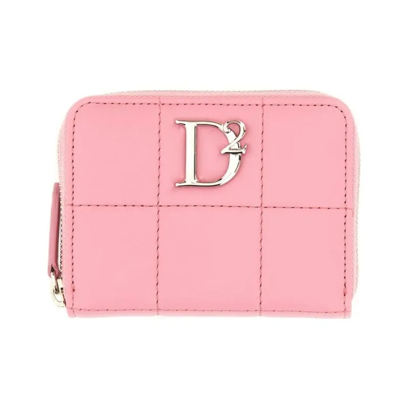 DSQUARED 2 Logo Plaque Zip Around Quilted Wallet-0