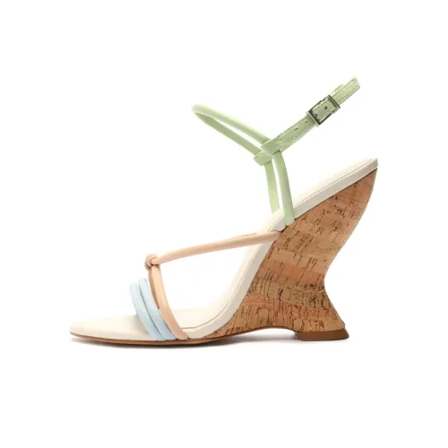 Schutz Daryl Strap Sandals 11cm Women's Beige Green