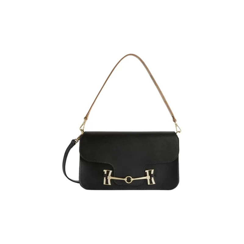 Alviero Martini Patchwork Cow Leather Handbag Shoulder Bag Crossbody Bag Women's Black-0