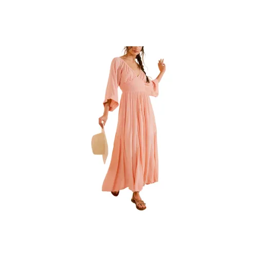 FREE PEOPLE Long-Sleeved Dresses Women's Coral Pink/Coral Pink