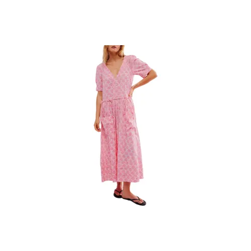 FREE PEOPLE Short-Sleeved Dresses Women's Pink Combo/Pink Combo