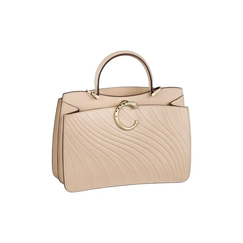 CARTIER Panthère De Cartier Calfskin Shoulder Bag Crossbody Bag Handbag Mini Women's Beige-1