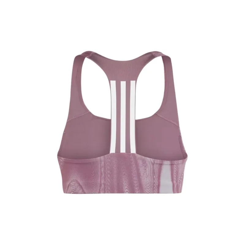 Adidas POWERIMPACT TRAINING MEDIUM-SUPPORT 3-STRIPES BRA Sports Underwear Women's Gray-1