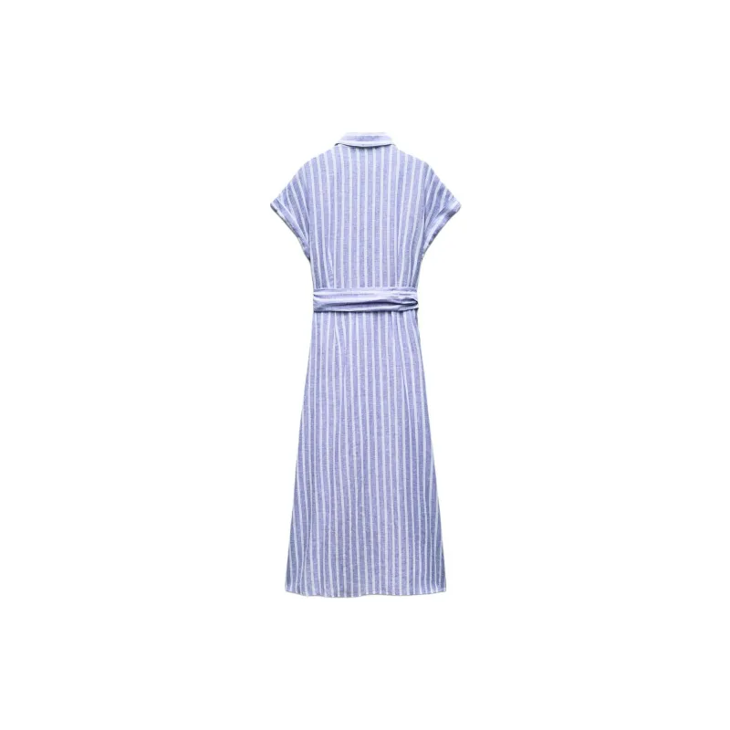 ZARA Short-Sleeved Dresses Women's Blue/White-1