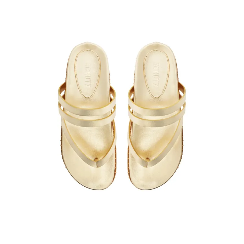Schutz Flip Flops 3cm Women's Gold-4