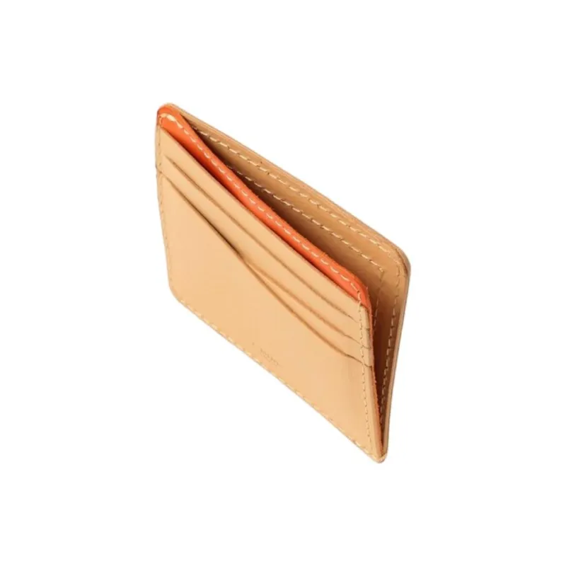 Beams Cow Leather Card Holder Unisex Black/Natural-4