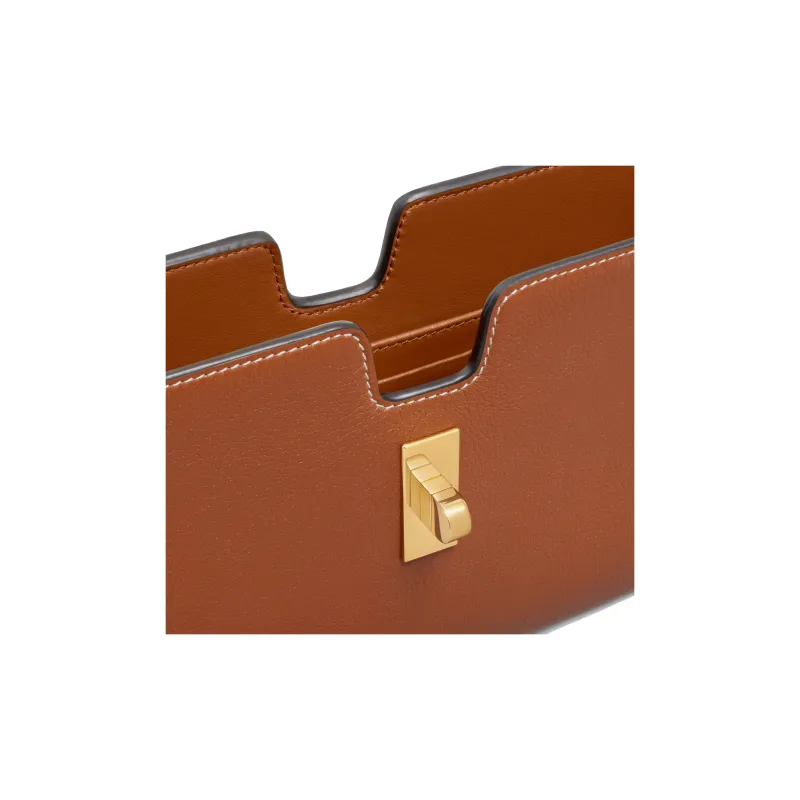 CELINE Soft Calfskin One Shoulder Crossbody Clutch Regular Women's Brown-4
