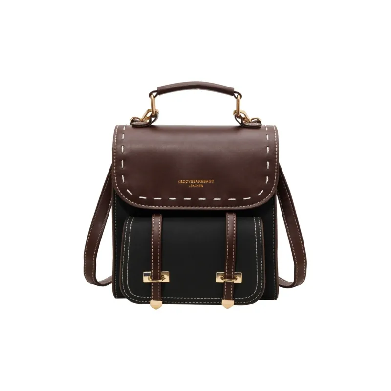 ResNonverba PU Backpack Women's Black/Coffee/Brown/Khaki-0