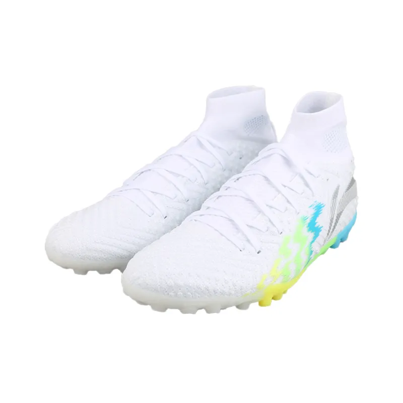 LiNing TF Rubber Broken Studs Artificial Ground Soccer Shoes Men's Green Multicolor White-2