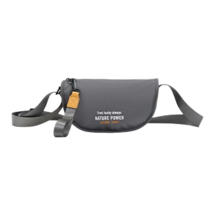 XTEP Textile Fabric Shoulder Bag, Crossbody Bag Unisex Green/Dark Gray/Gray Pink/Black-3