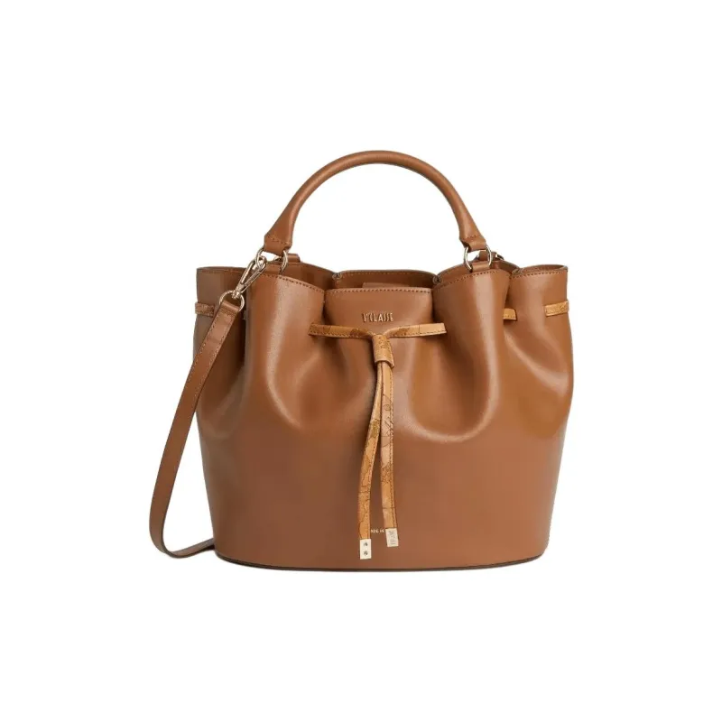 Alviero Martini Cowhide With Sheepskin Bucket Bag Crossbody Bag Women's Brown-0