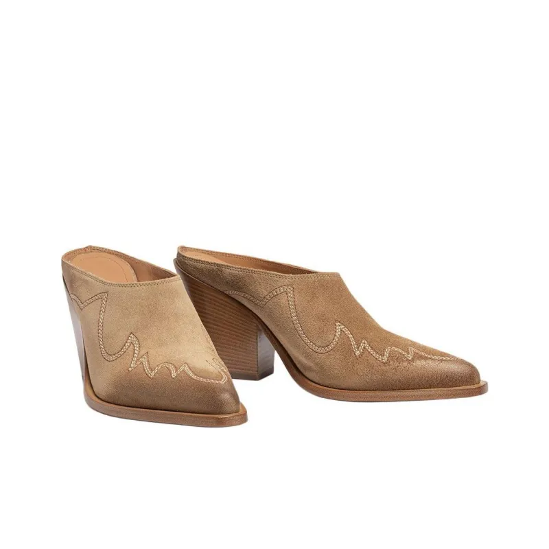 SARTORE Closed Toe Slippers 8cm Women's Umber-3