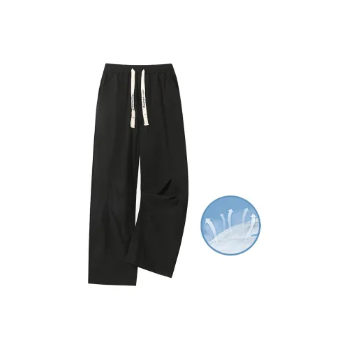 EOOVEN Casual Pants Unisex Black [Drape Ice Silk]