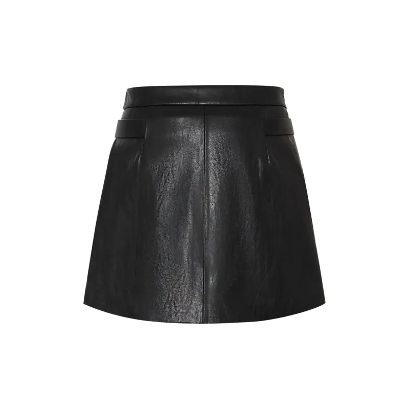 MOCO Leather Short Skirts Women's Black-1