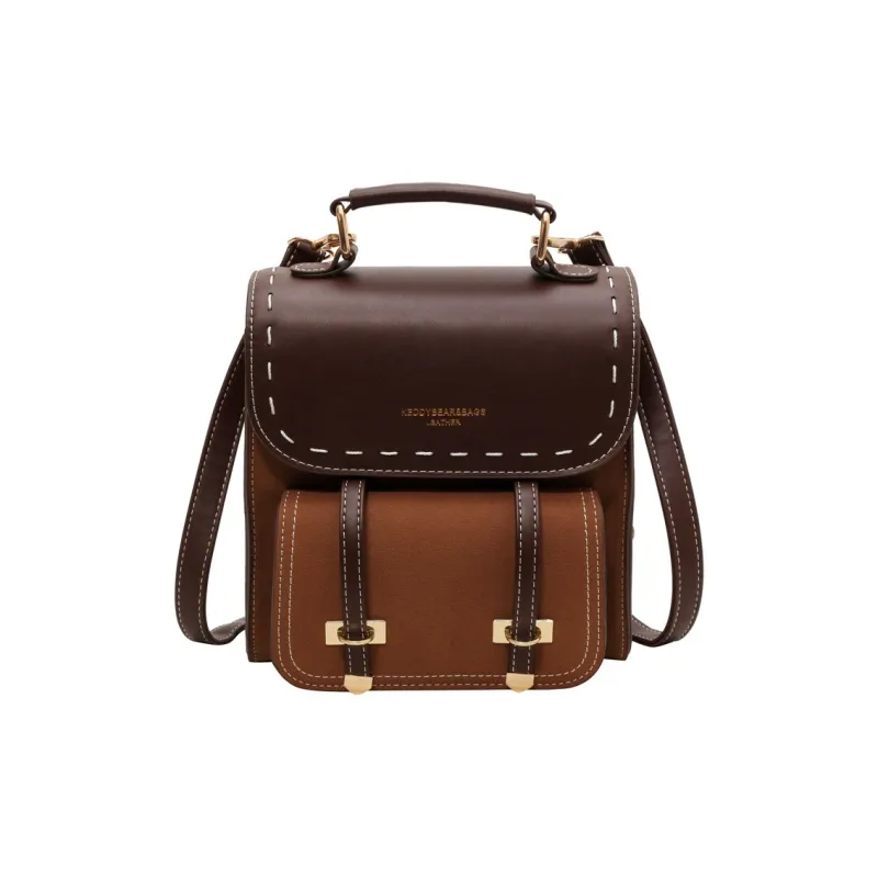 ResNonverba PU Backpack Women's Black/Coffee/Brown/Khaki-12