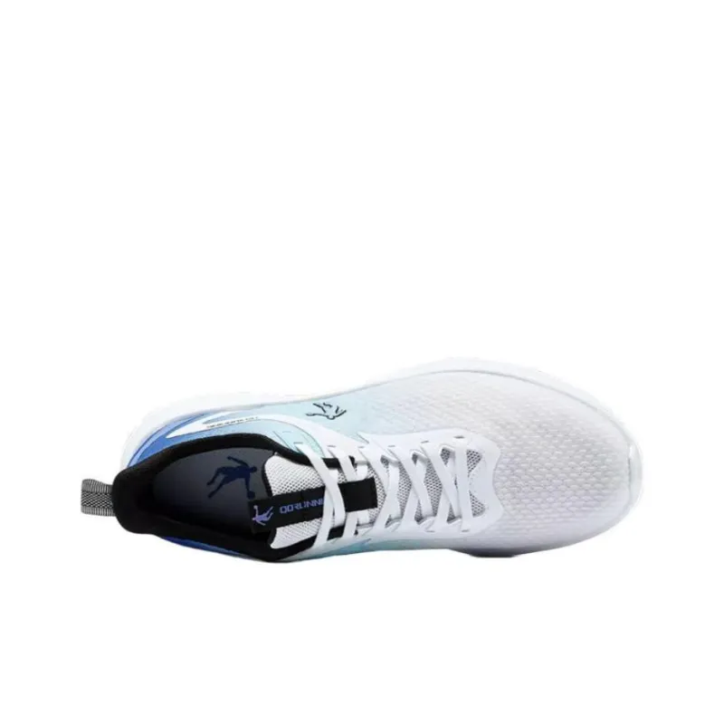 QIAODAN Cushioning And Breathable Low Top Sprint Running Shoes Men's White Blue-4