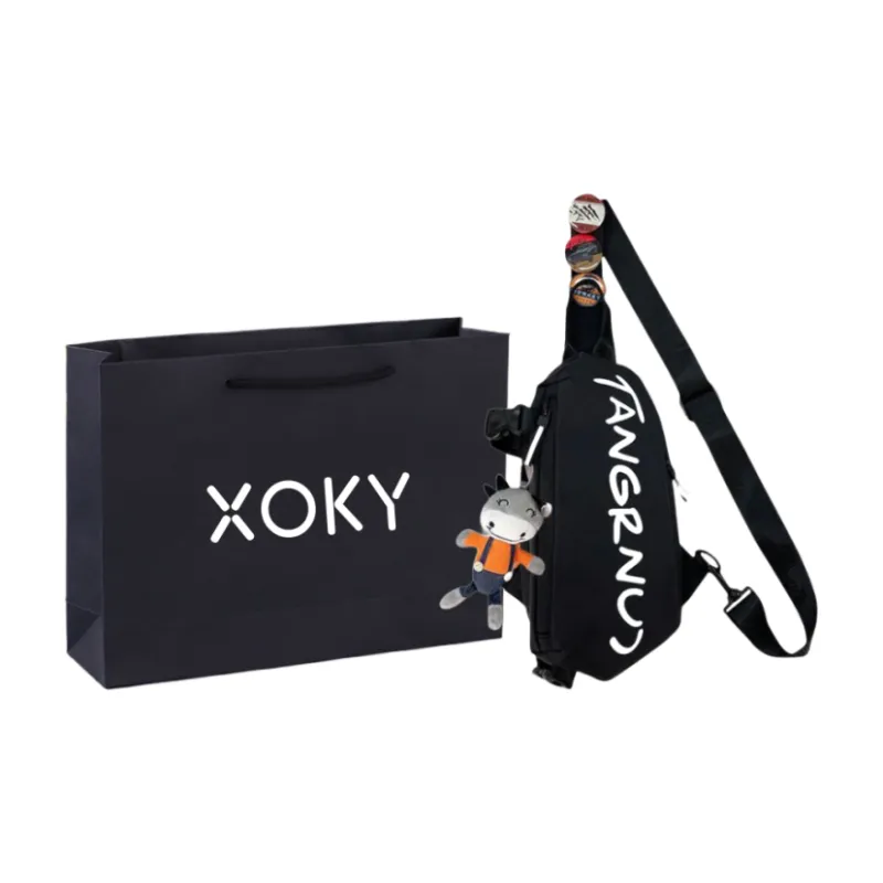 XOKY Nylon Crossbody Bag, Sling Bag Regular Unisex Black/White-14