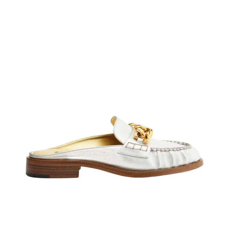 Schutz Slip-Resistant Wrap-toe Slippers Women's Silver-1