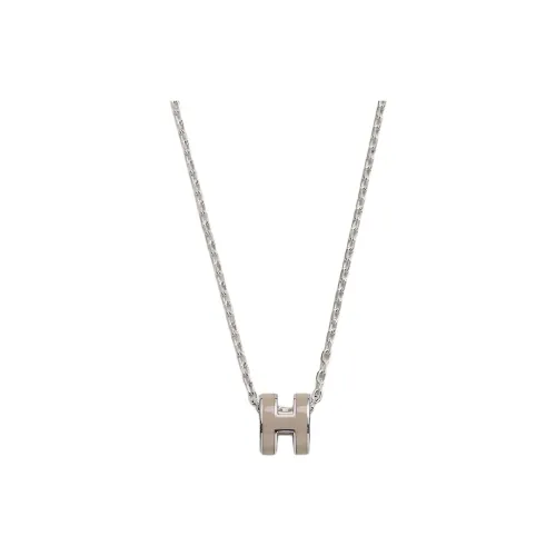 HERMES Mini Pop H Pendant Palladium-tone 