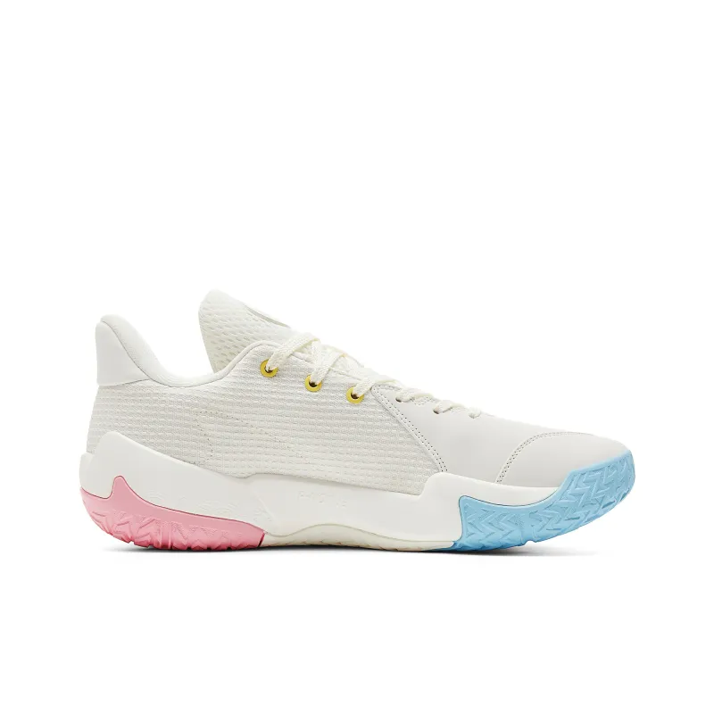 PEAK Basketball Shoes Men Low Top Super Light White Pink-1