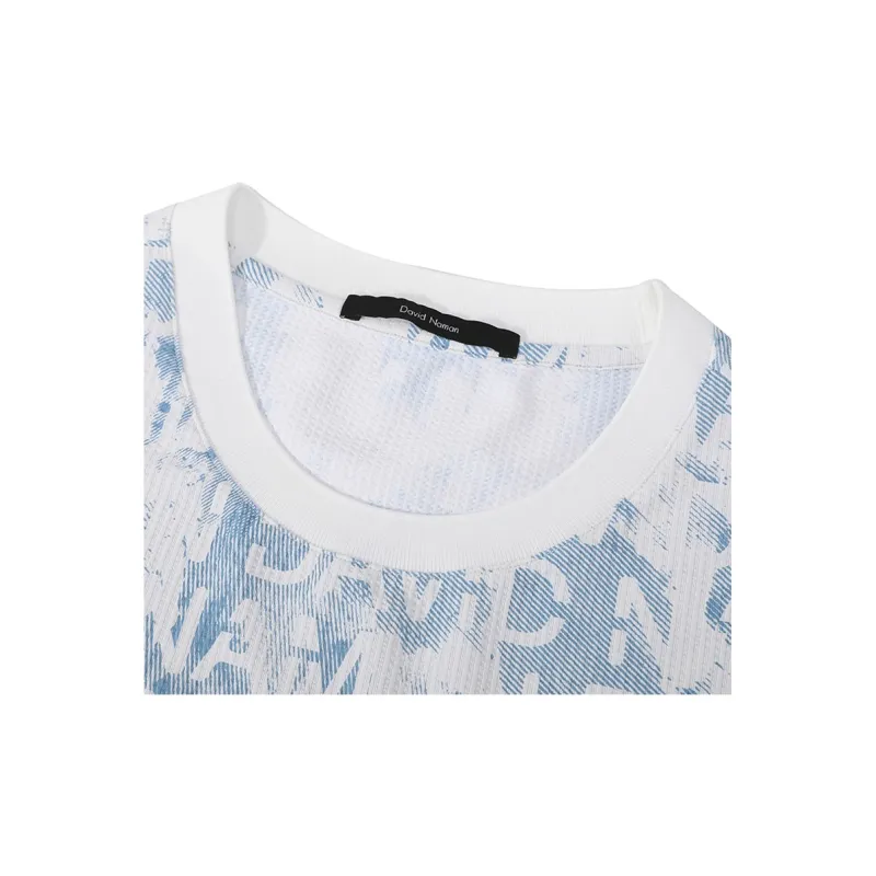 DAVID NAMAN T Shirts Men Blue With White Lettering-2