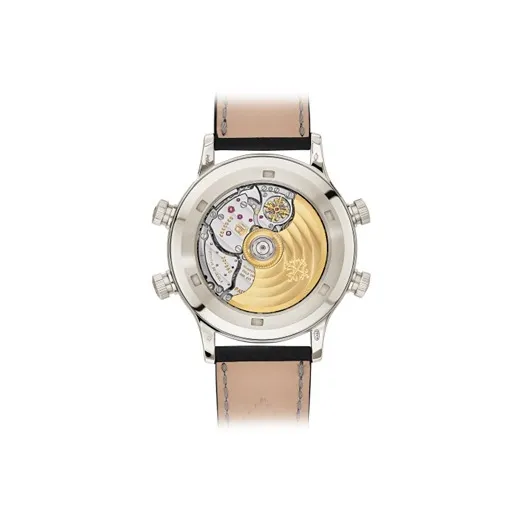 PATEK PHILIPPE Automatic Mechanical Movement Men's Watches Watch 42.2mm Black Dial Platinum Watch Case Cowhide Strap-1