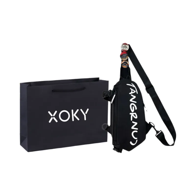 XOKY Nylon Crossbody Bag, Sling Bag Regular Unisex Black/White-12