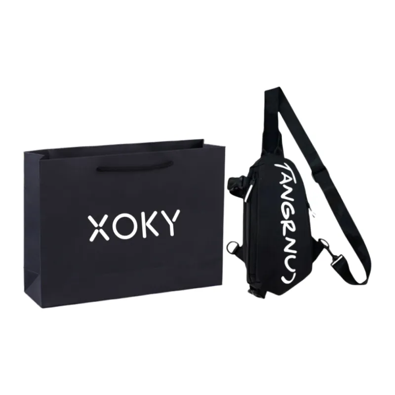XOKY Nylon Crossbody Bag, Sling Bag Regular Unisex Black/White-8