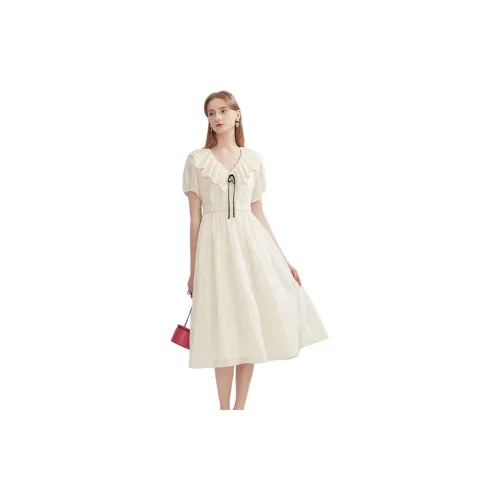 Caroline Short-Sleeved Dresses Women's Off White