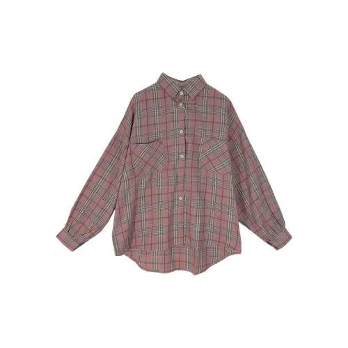 DOSOHEB Shirts Women's Pink Plaid