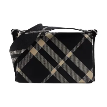 Burberry Trench Polyester Shoulder Bag, Crossbody Bag Men's Black & Calico