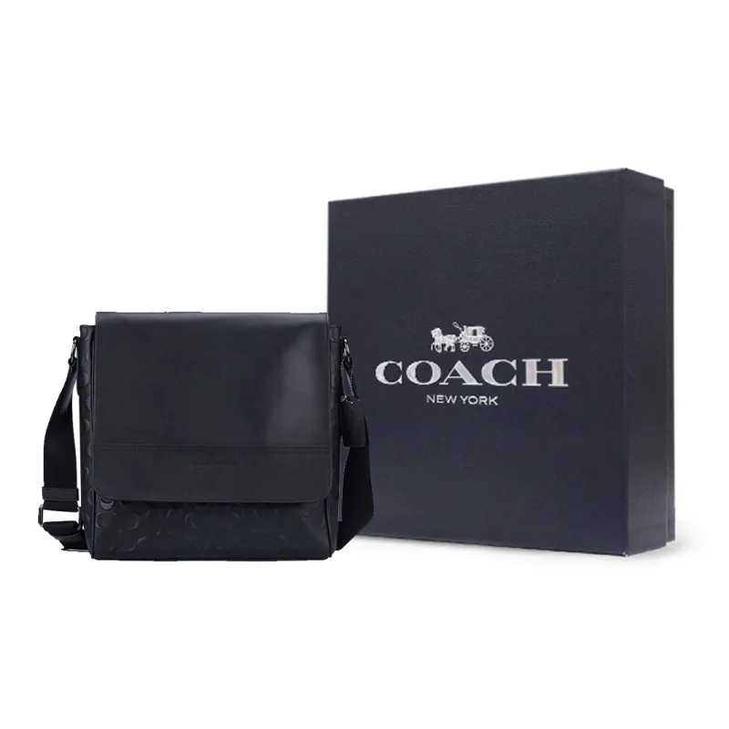 COACH Houston Leather Map Bag Crossbody Bag Shoulder Bag Men's Black-8