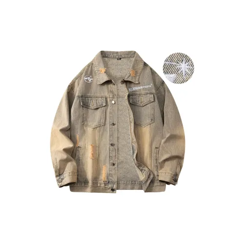 MAX FAWN Denim Jackets Unisex Yellow Mud