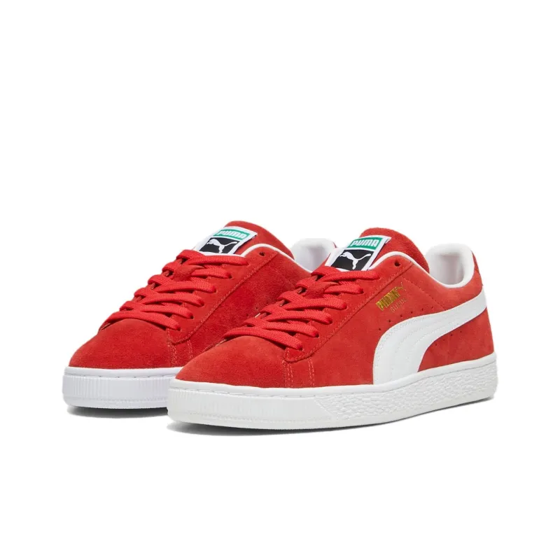 PUMA Suede Non slip Lightweight Low Top Skateboard Shoes Men's Red White-2