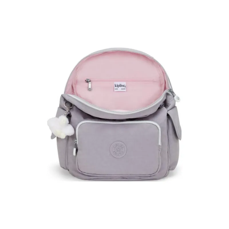Kipling Polyamide Backpack Small Size Women's Soft Gray-3