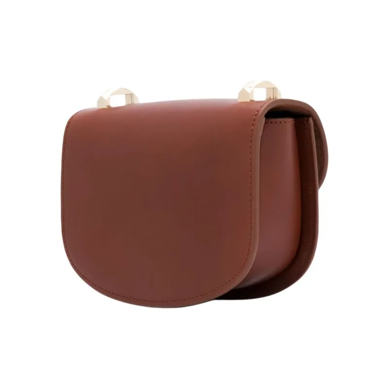 A.P.C Leather Saddle Bag, Crossbody Bag, Shoulder Bag Women's Brown-1