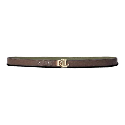 Polo Ralph Lauren Double-Sided Design Pin Buckle Leather Belts Unisex Brown/Olive Green Width 1.9CM