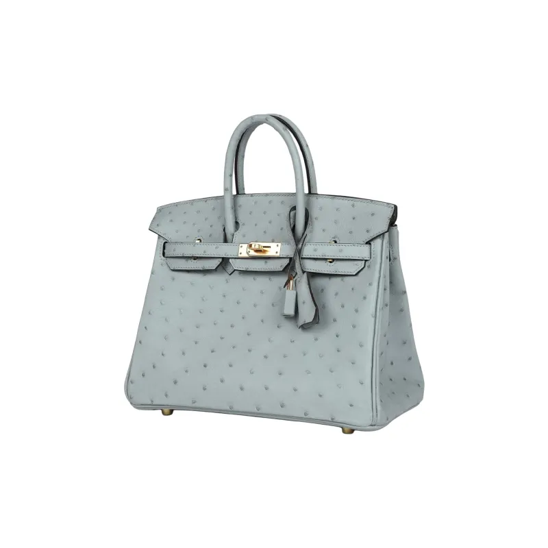 HERMES Birkin Ostrich Leather Birkin Bag Handbags Women's NK 8U Bleu Glacier Glacier Blue-2