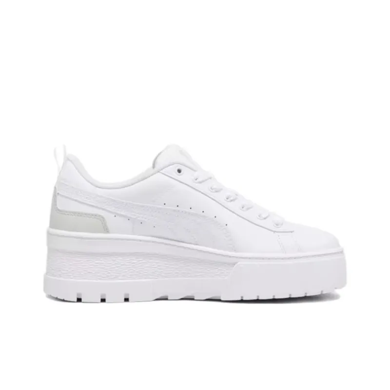 PUMA Mayze Anti Slip And Wear Resistant Height Increasing Low Top Skateboard Shoes Women's White-1