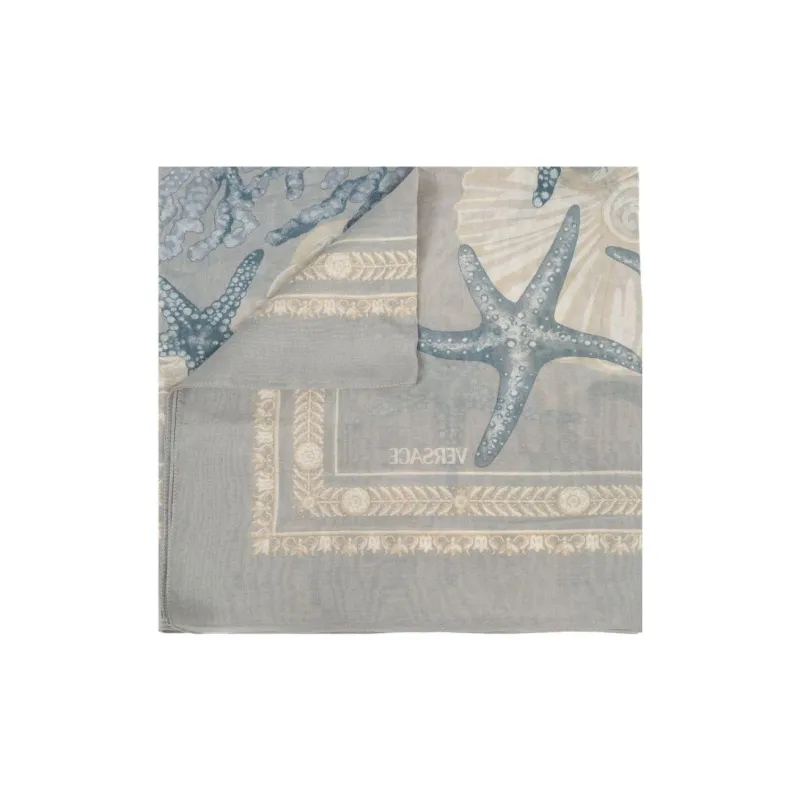 VERSACE Cotton Silk Scarves Women's Gray-1
