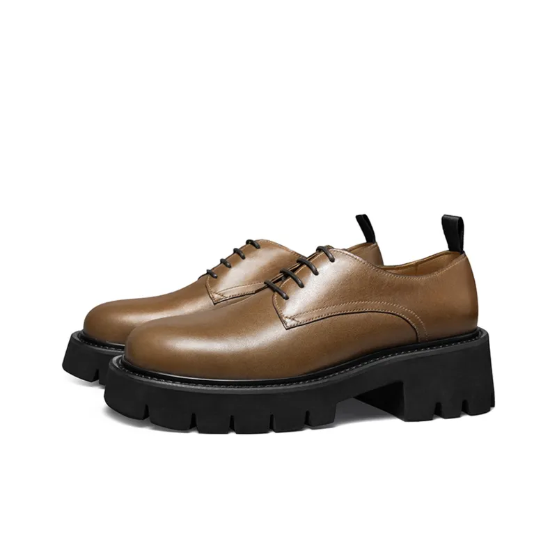THOM WILLS Commute Versatile Calfskin Derby Shoes Women's Casual Shoes Women's Gold Brown-1