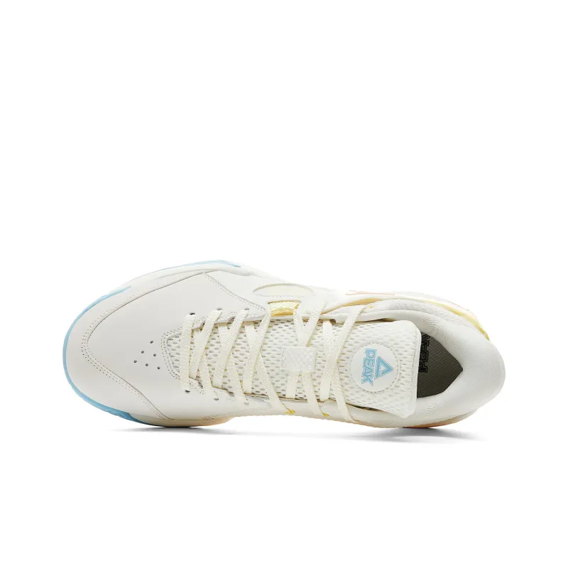 PEAK Basketball Shoes Men Low Top Super Light White Pink-3