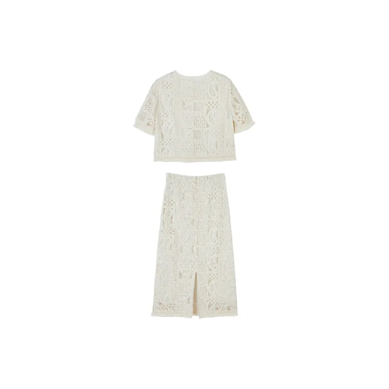 XIANGYING Skirt Set Women's Beige-1