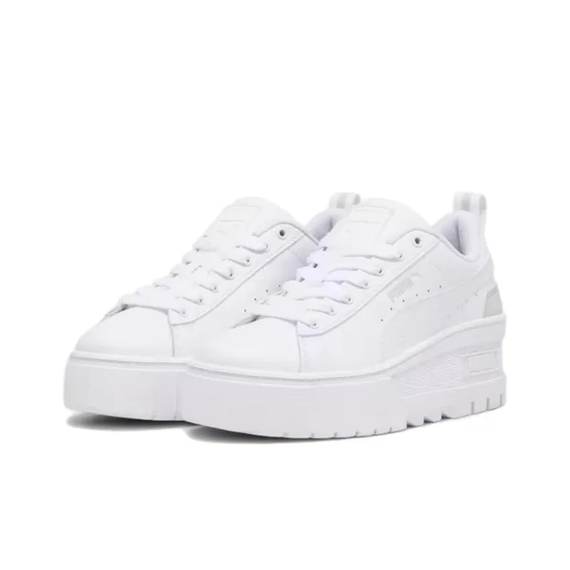 PUMA Mayze Anti Slip And Wear Resistant Height Increasing Low Top Skateboard Shoes Women's White-2