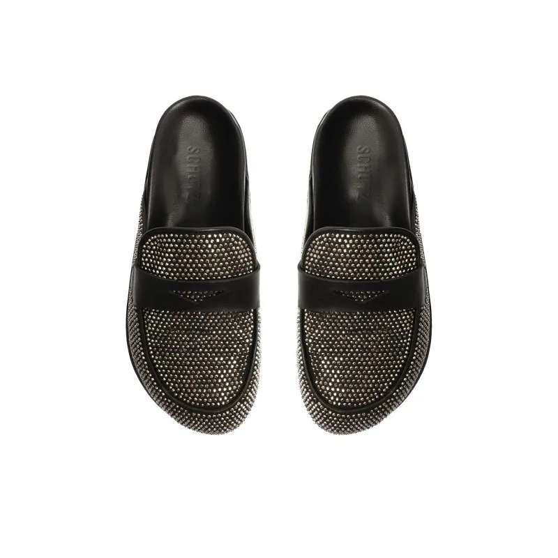 Schutz Wrap-toe Slippers Women's Black-4